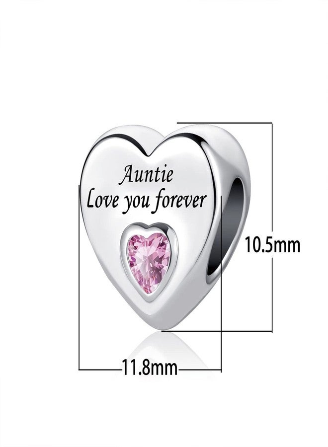 TGLS Heart Love Auntie Charm with Pink Crystal Compatible With Pandora Charms Bracelets - Image 2
